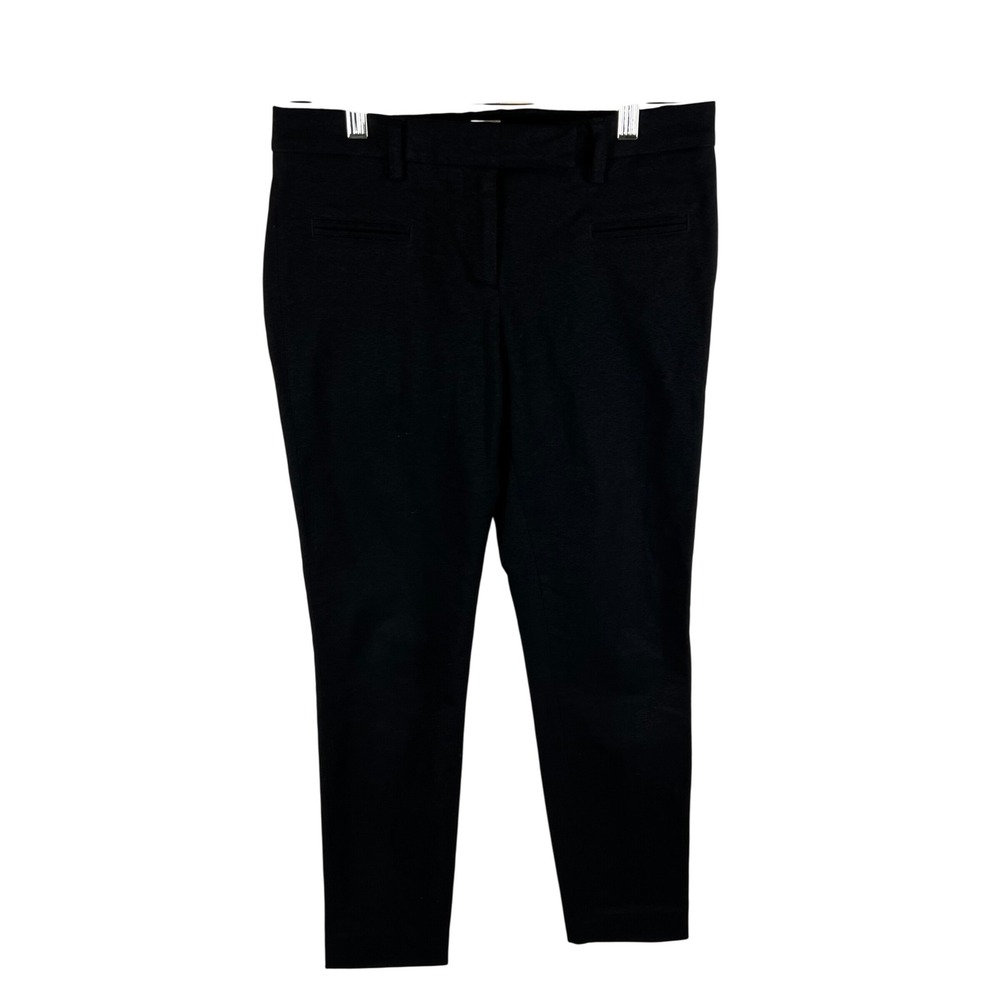 True Royal Black Textured Slim Cropped Trousers Pants Mod T020 Italy Womens 38